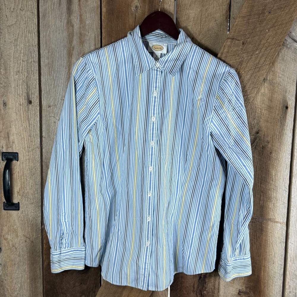 Talbots Women Striped Long Sleeve Button-Up Shirt Multicolor Size 8